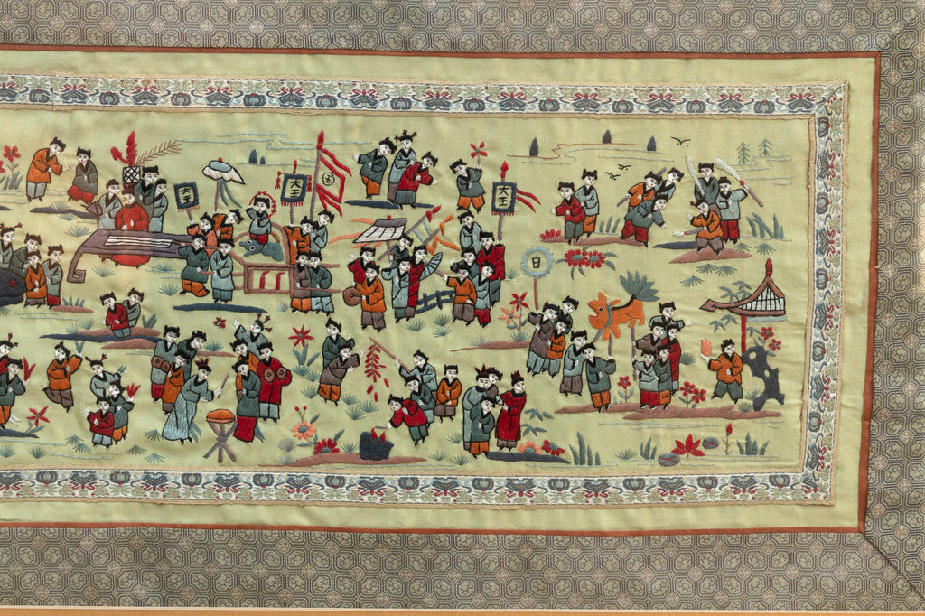 Antique Framed Grand Procession Embroidery (Trade)