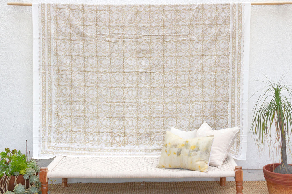 Paisley Dance, Hand Blockprint Cotton Coverlet