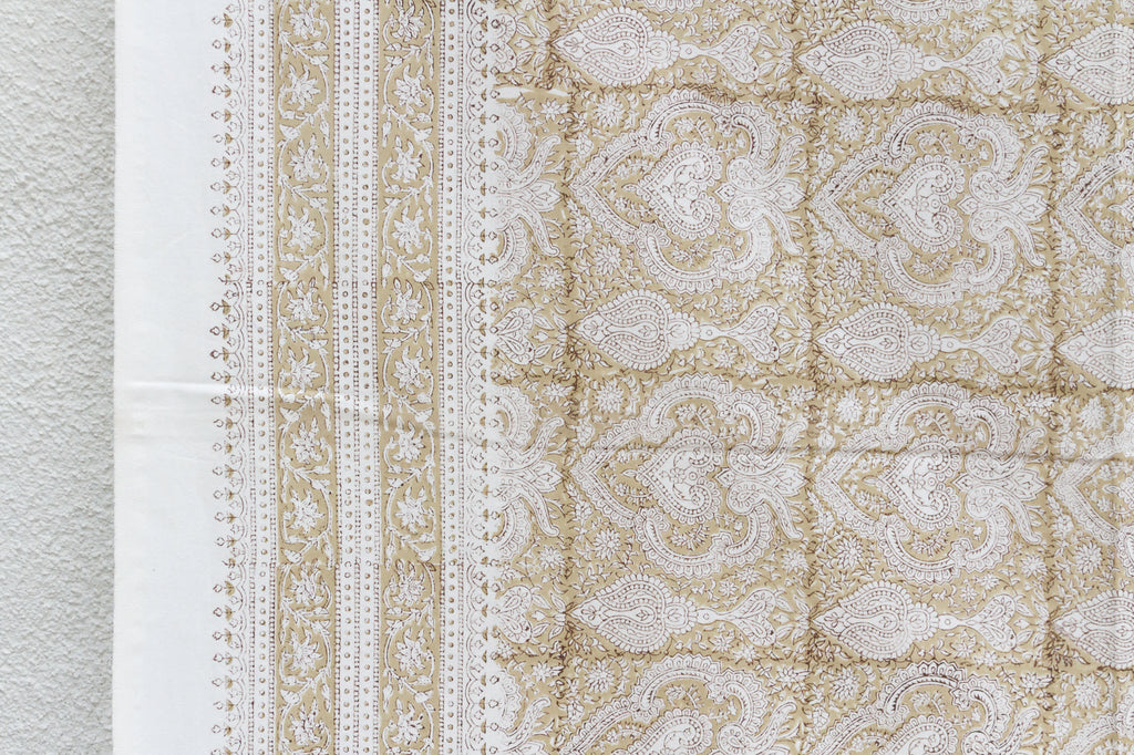 Paisley Dance, Hand Blockprint Cotton Coverlet