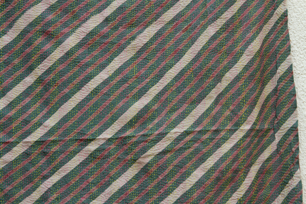 Floral Border Silk Kantha Reversible Throw