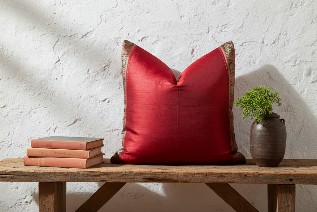 Cherry Festive Silk Euro Pillow Cover