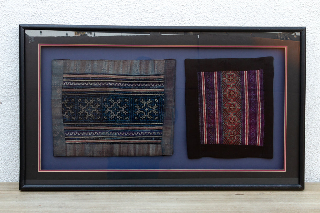 Set of 2, Antique Framed Southeast Asian Textiles