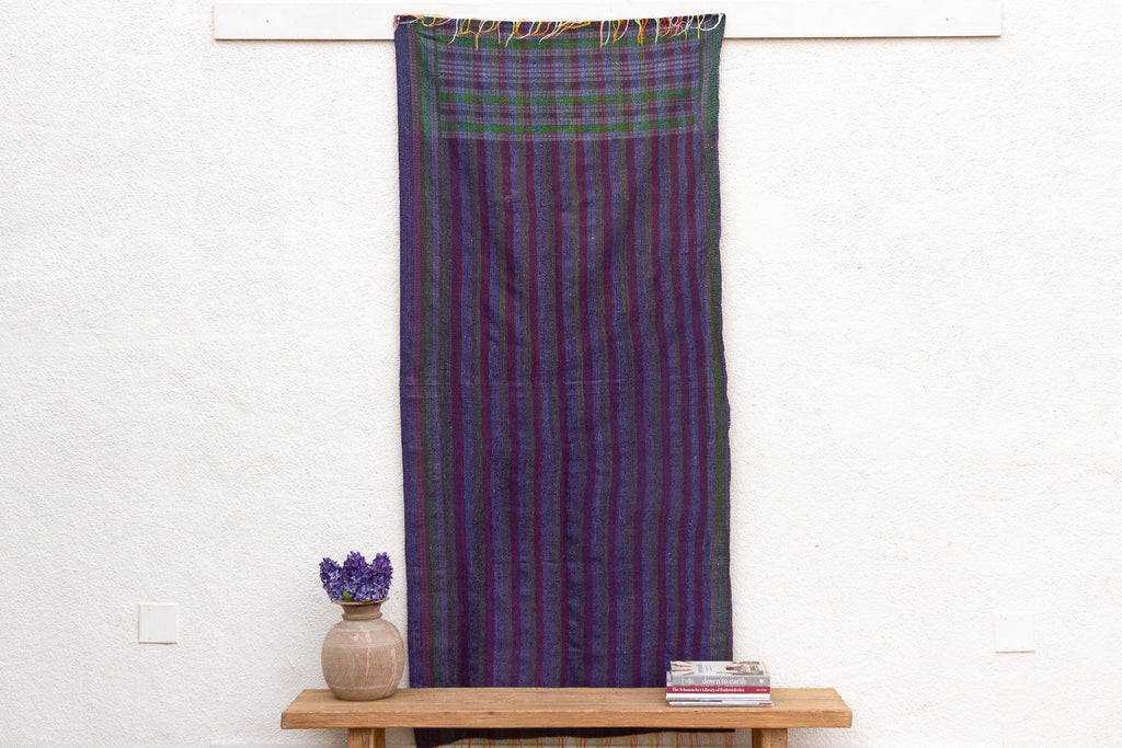 Indigo & Plum Silk Kantha Reversible Throw (Trade)