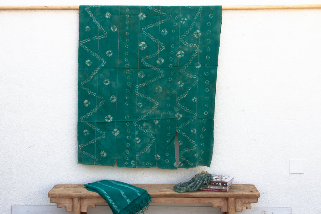 Vintage African Burkina Tie-Dye Teal Throw (Trade)