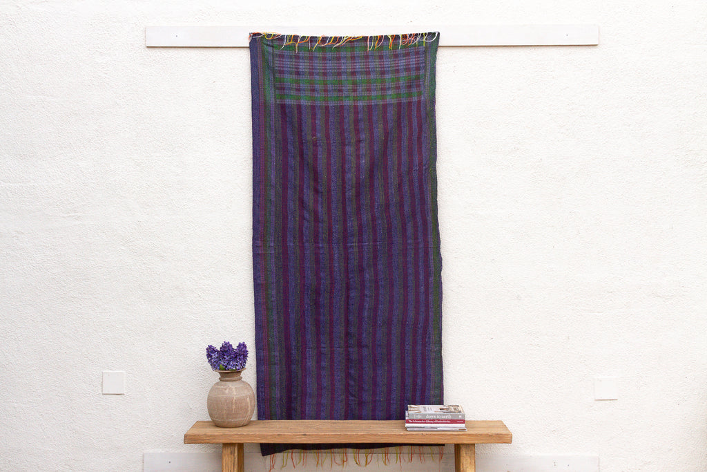 Indigo & Plum Silk Kantha Reversible Throw (Trade)