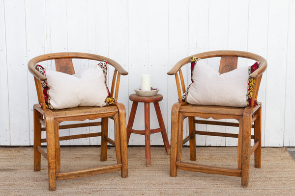 Pair of Golden Elm Chinese Club Chairs