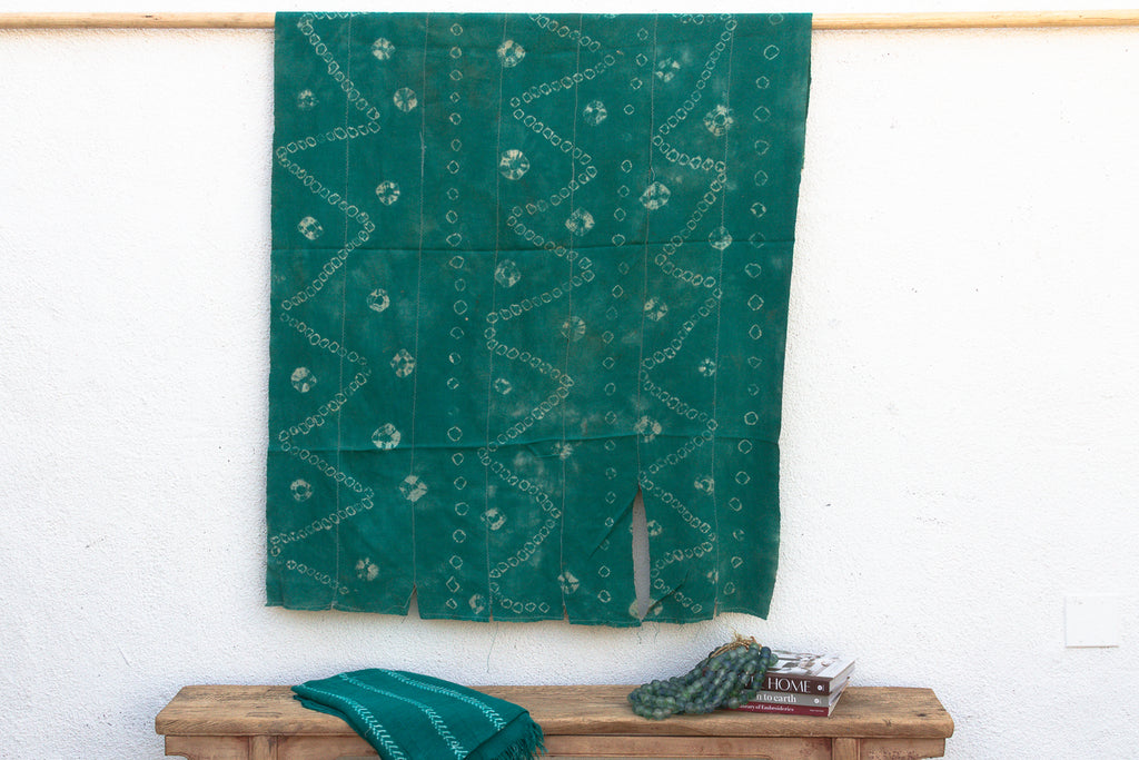 Vintage African Burkina Tie-Dye Teal Throw (Trade)
