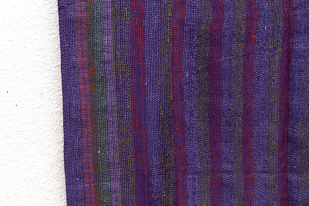 Indigo & Plum Silk Kantha Reversible Throw (Trade)