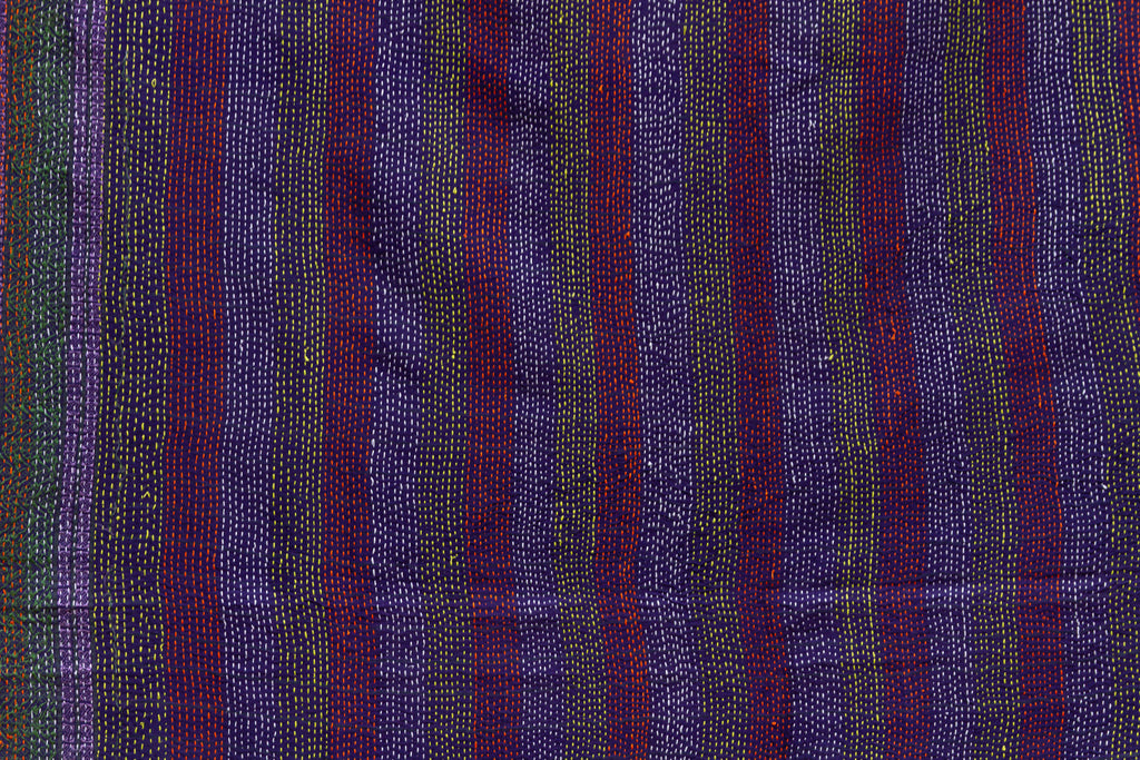 Indigo & Plum Silk Kantha Reversible Throw (Trade)