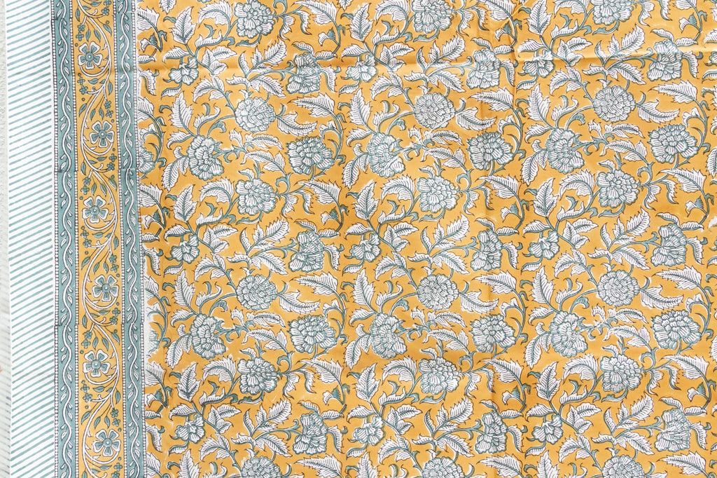 Bold Goldenrod, Hand Blockprint Cotton Coverlet