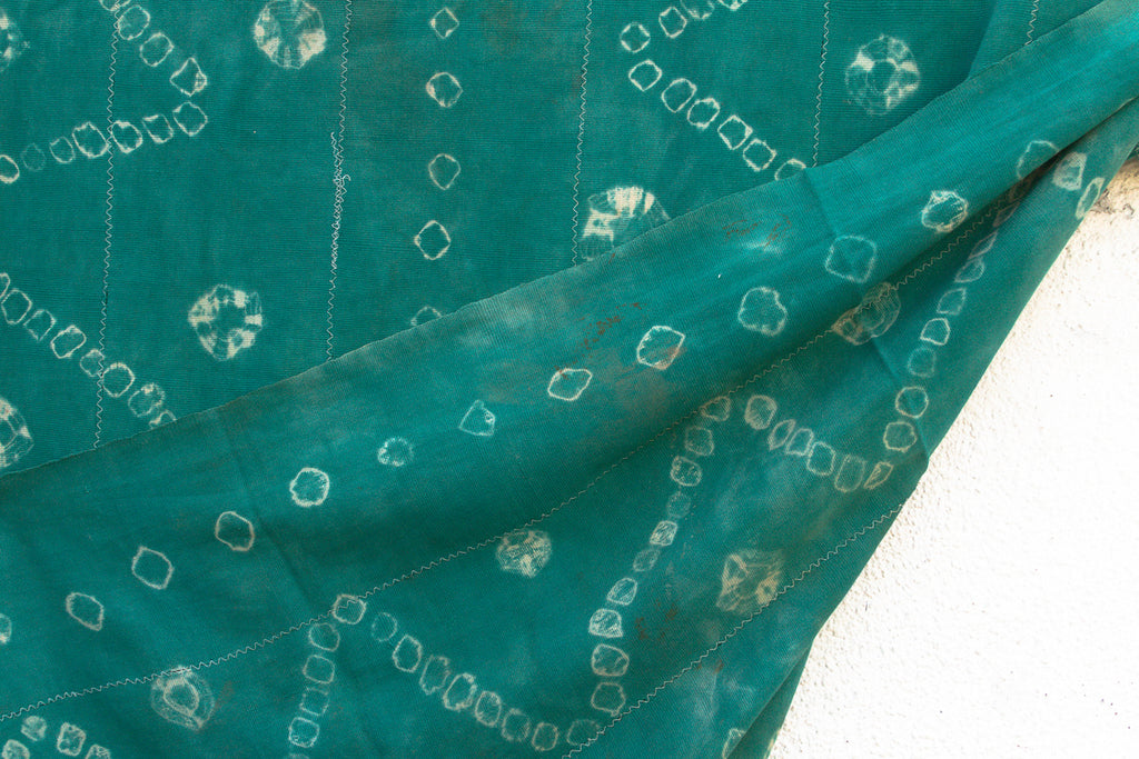 Vintage African Burkina Tie-Dye Teal Throw (Trade)