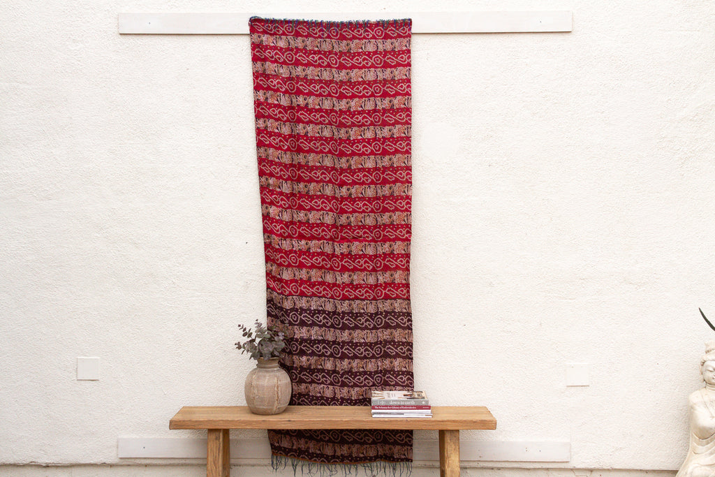 Tribal Red Silk Kantha Reversible Throw