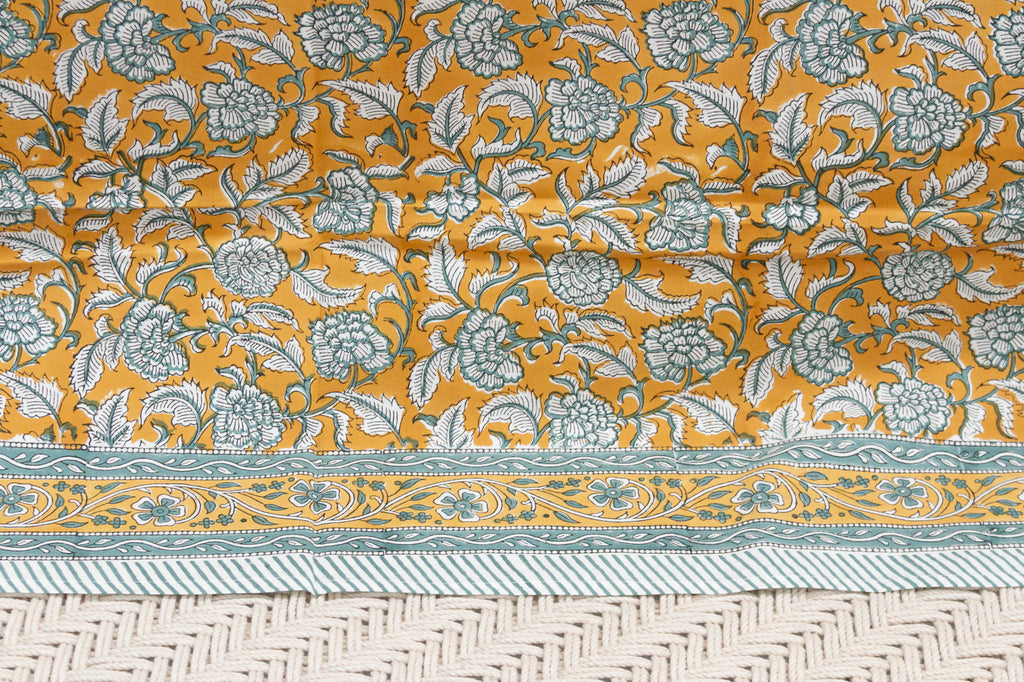 Bold Goldenrod, Hand Blockprint Cotton Coverlet