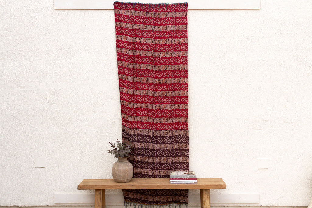 Tribal Red Silk Kantha Reversible Throw (Trade)