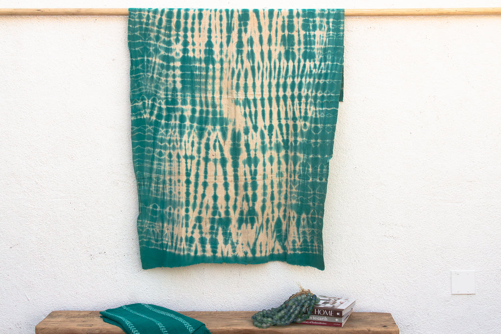 Vintage African Teal Resist Wave Throw (Trade)