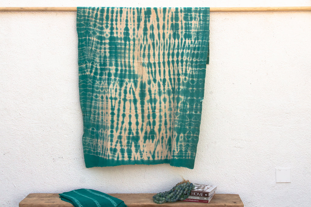 Vintage African Teal Resist Wave Throw (Trade)