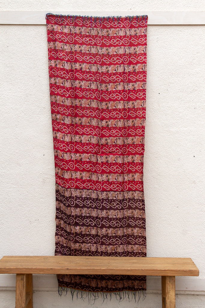 Tribal Red Silk Kantha Reversible Throw