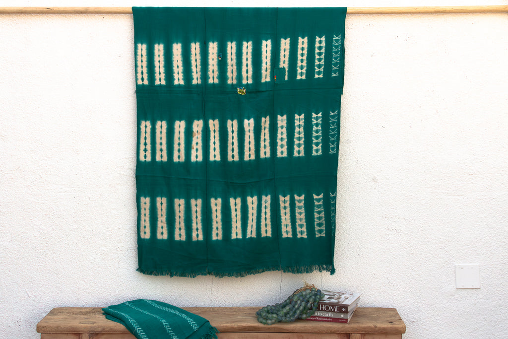 Vintage African Burkina Emerald Field Throw