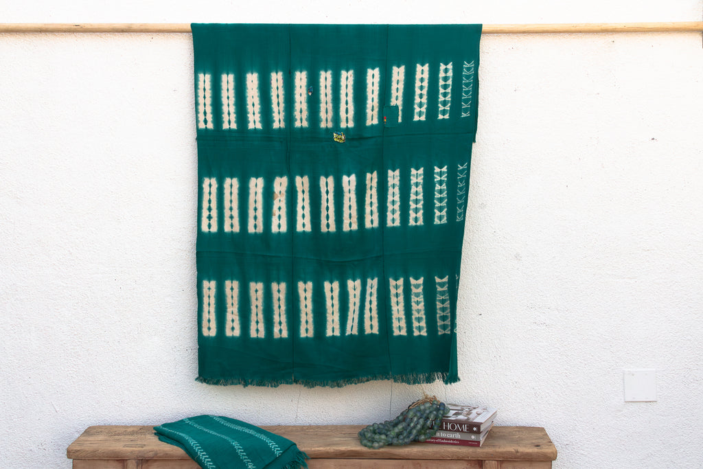 Vintage African Burkina Emerald Field Throw