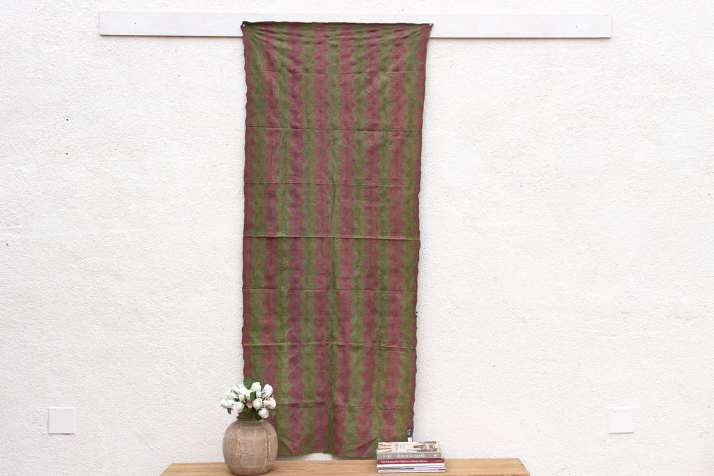 Burgundy & Green Silk Kantha Reversible Throw