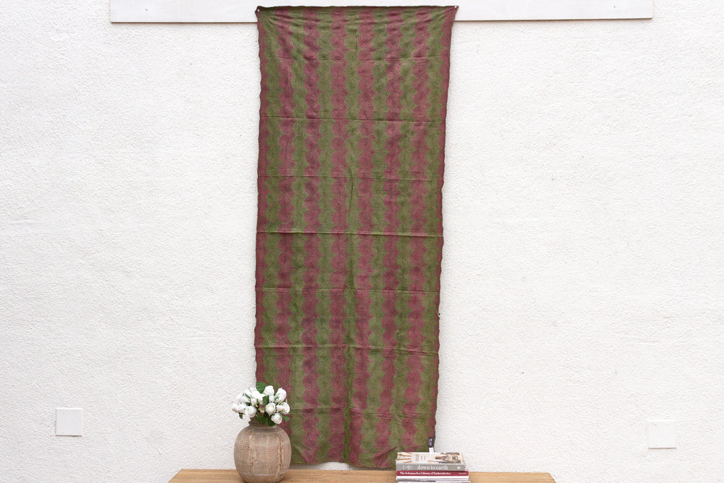 Burgundy & Green Silk Kantha Reversible Throw (Trade)