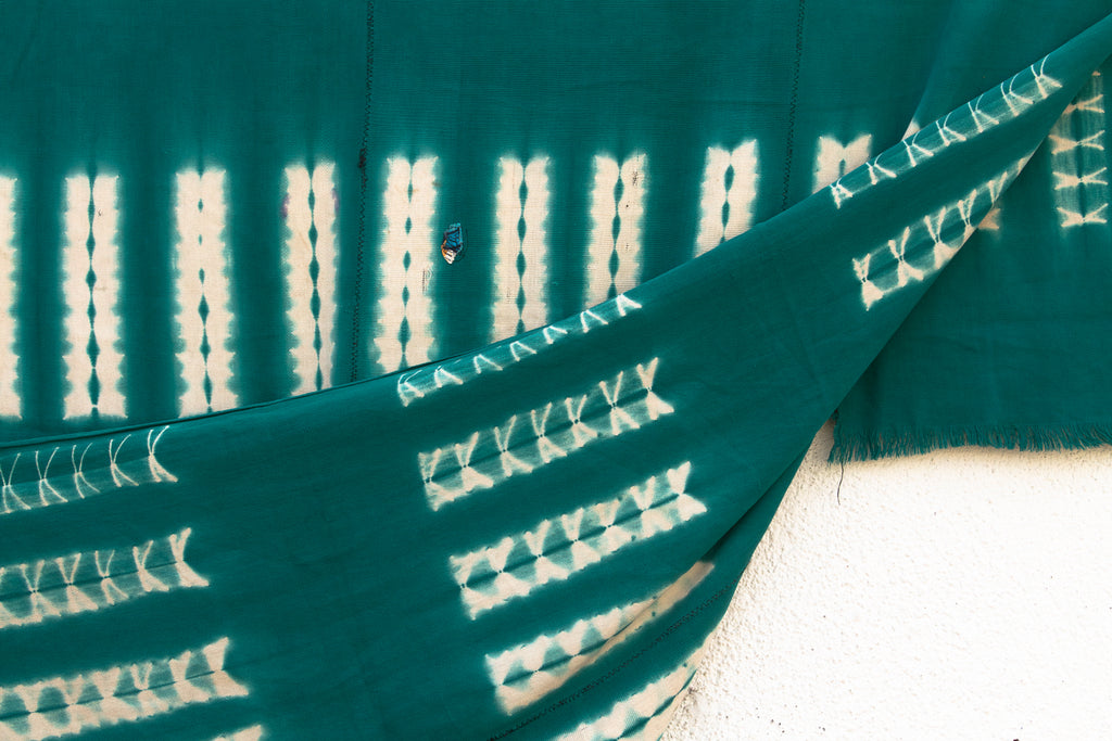 Vintage African Burkina Emerald Field Throw