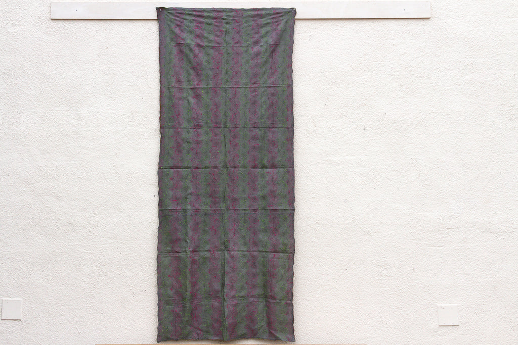 Burgundy & Green Silk Kantha Reversible Throw