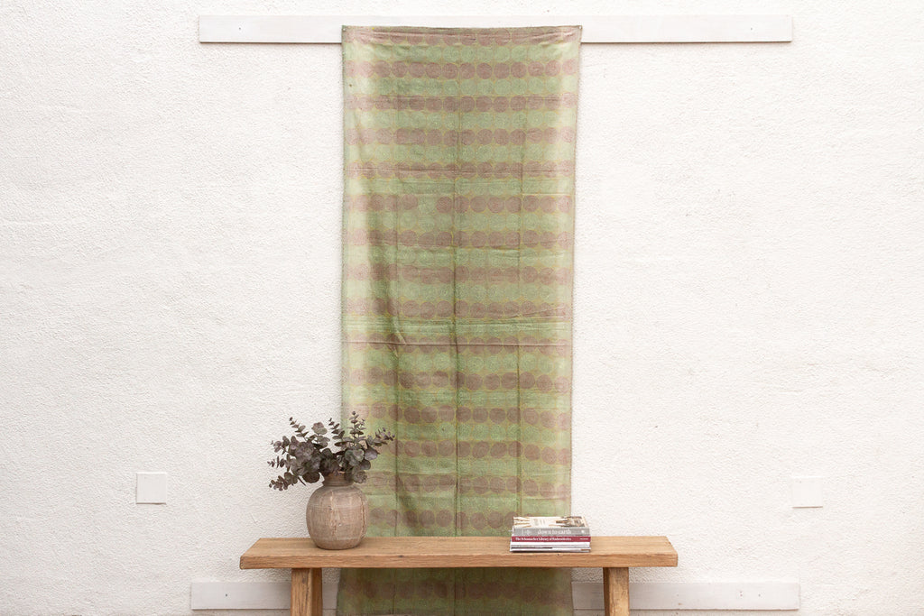 Ethereal Mint Silk Kantha Reversible Throw