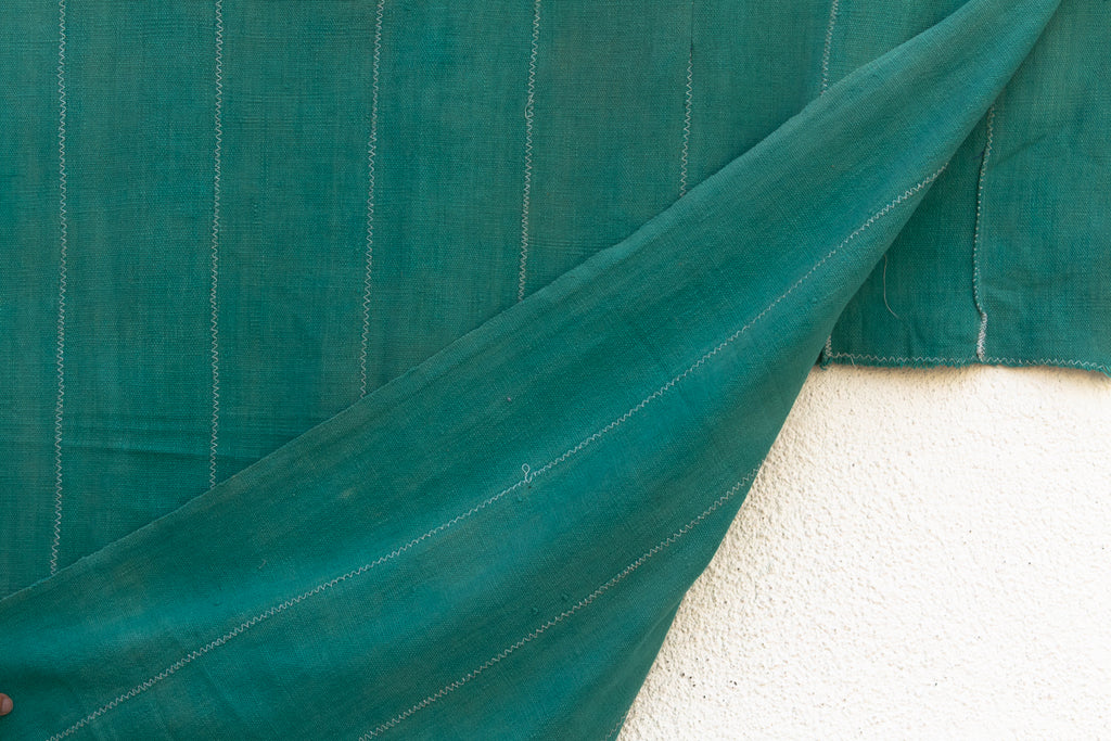 Vintage African Teal Stitched Path Throw