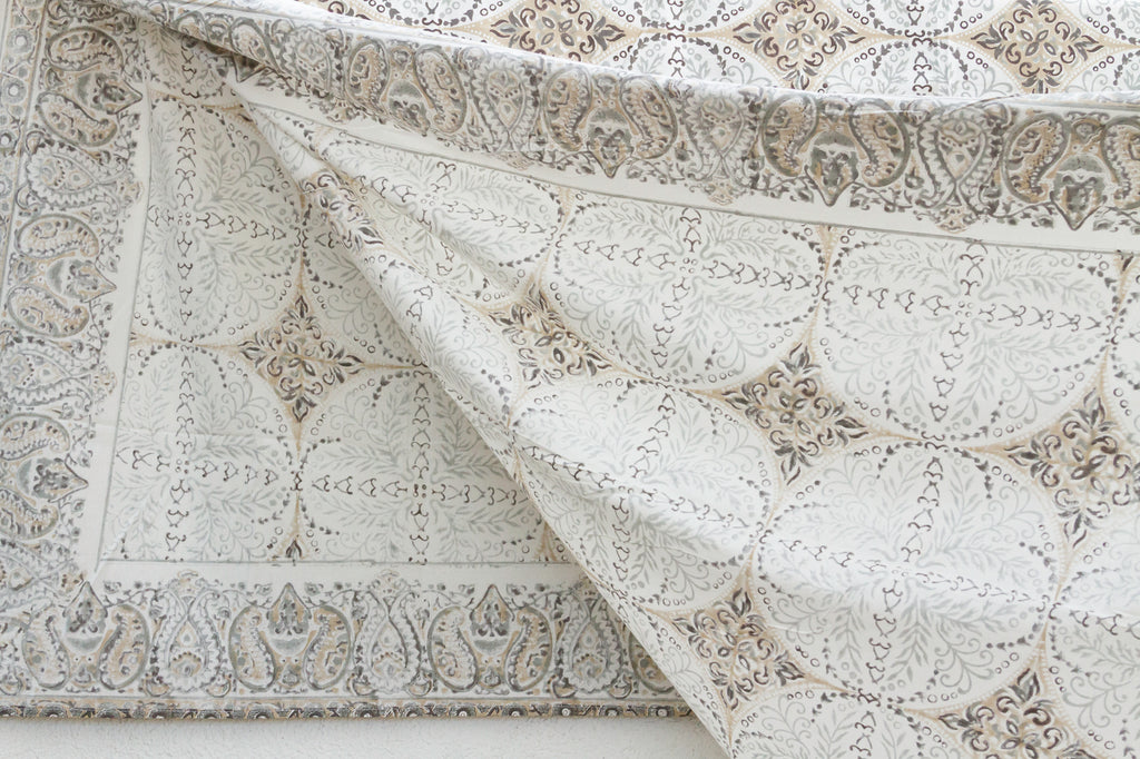 Paisley Medallion, Hand Blockprint Cotton Coverlet