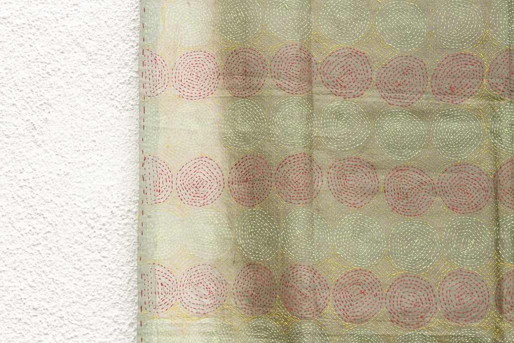 Ethereal Mint Silk Kantha Reversible Throw