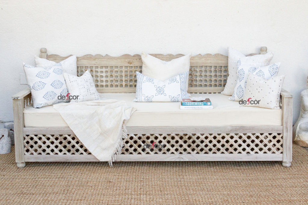Sun-Bleached Serenity Moroccan Mousharabi Teak Daybed