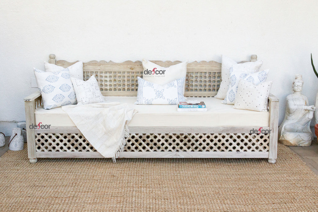 Sun-Bleached Serenity Moroccan Mousharabi Teak Daybed