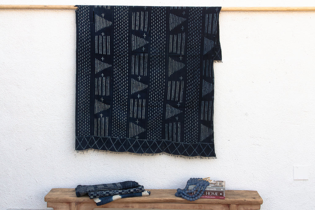 Dogon African Celestial Geometry Indigo Throw