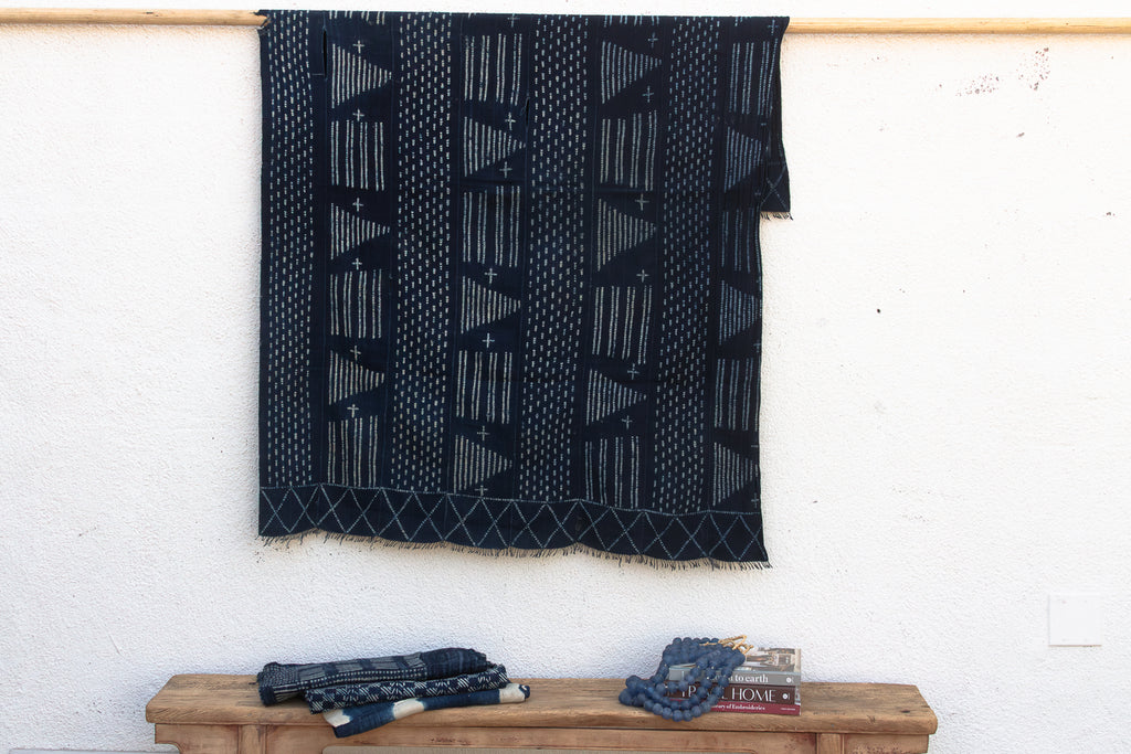 Dogon African Celestial Geometry Indigo Throw