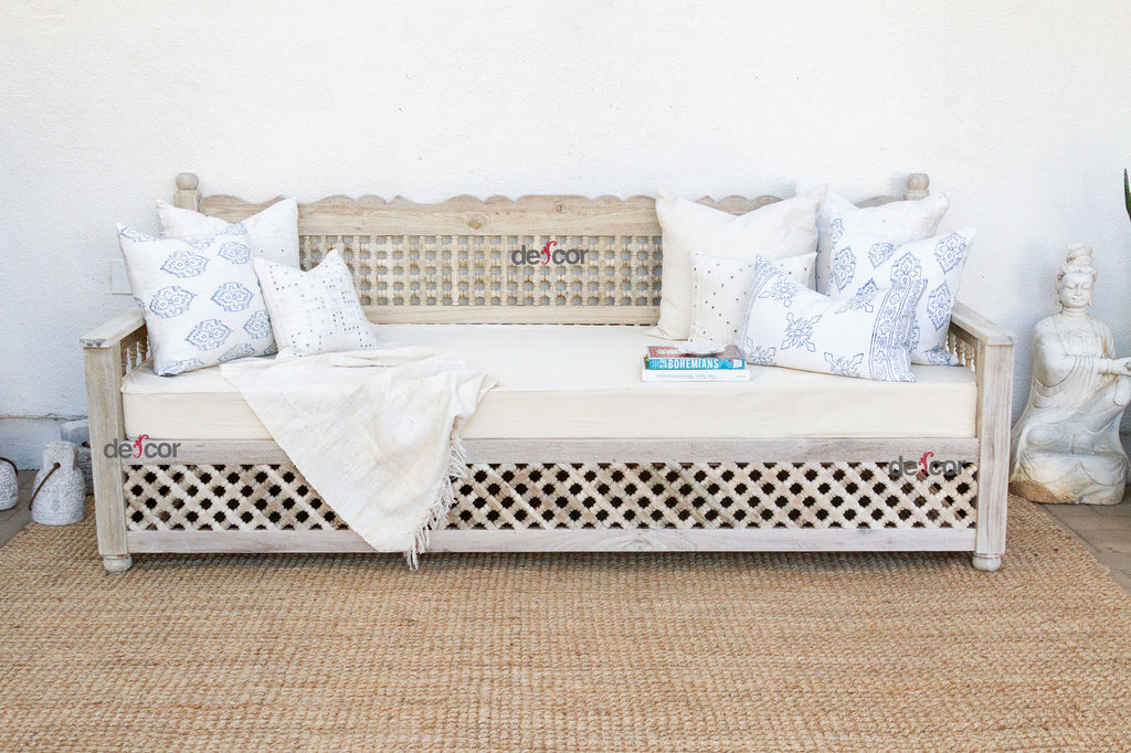 Sun-Bleached Serenity Moroccan Mousharabi Teak Daybed