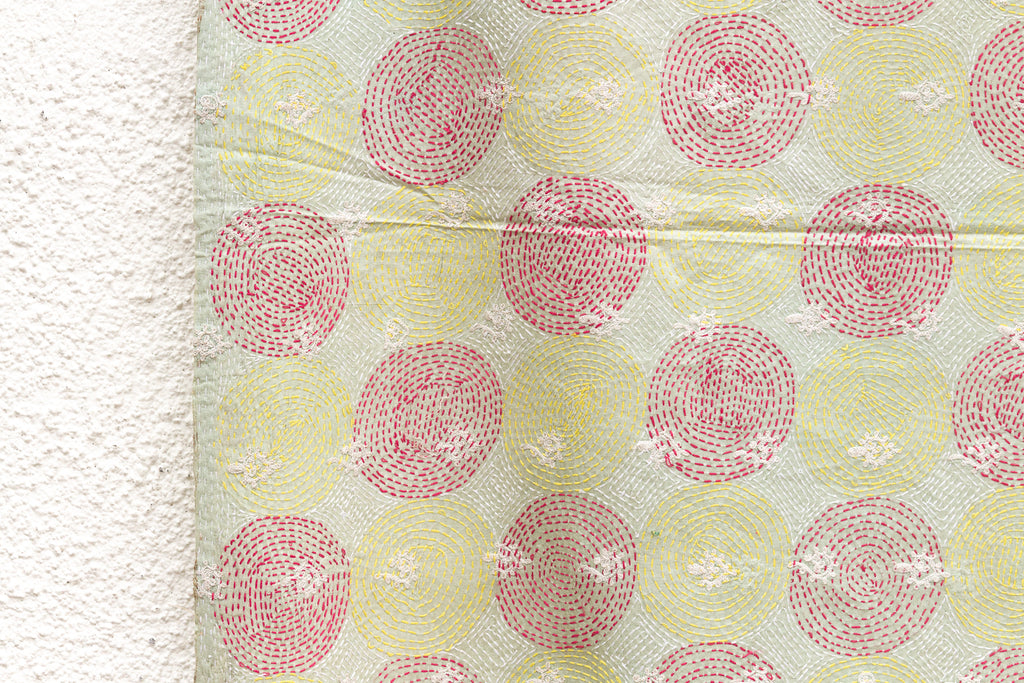Polka Dot Silk Kantha Reversible Throw