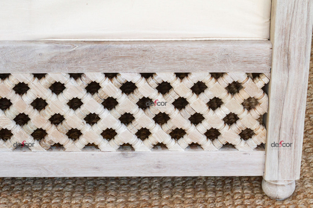 Sun-Bleached Serenity Moroccan Mousharabi Teak Daybed