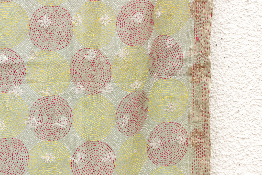 Polka Dot Silk Kantha Reversible Throw