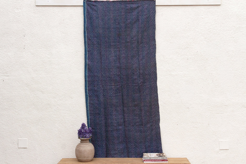 Midnight Blue Silk Kantha Reversible Throw (Trade)