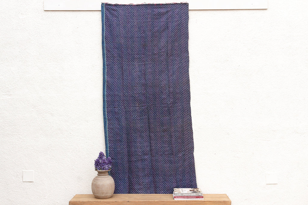 Midnight Blue Silk Kantha Reversible Throw (Trade)