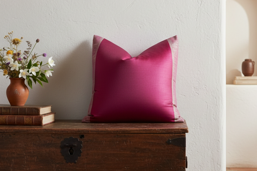 Berry Festive Silk Euro Pillow Cover