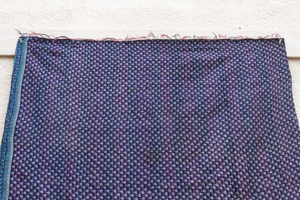 Midnight Blue Silk Kantha Reversible Throw (Trade)