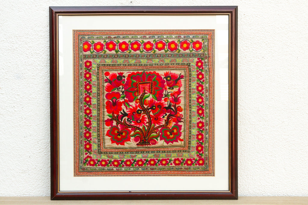 Floral Rhapsody, Antique Framed Textile (Trade)