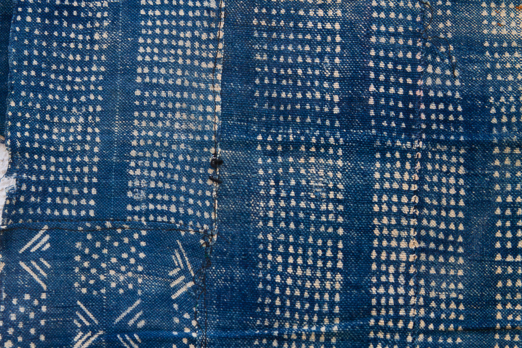 Azure Grid Indigo Mud Cloth Throw
