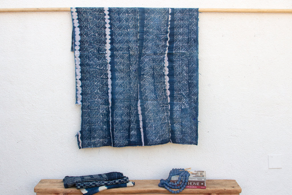 Diamond Maze Indigo Mud Cloth Throw