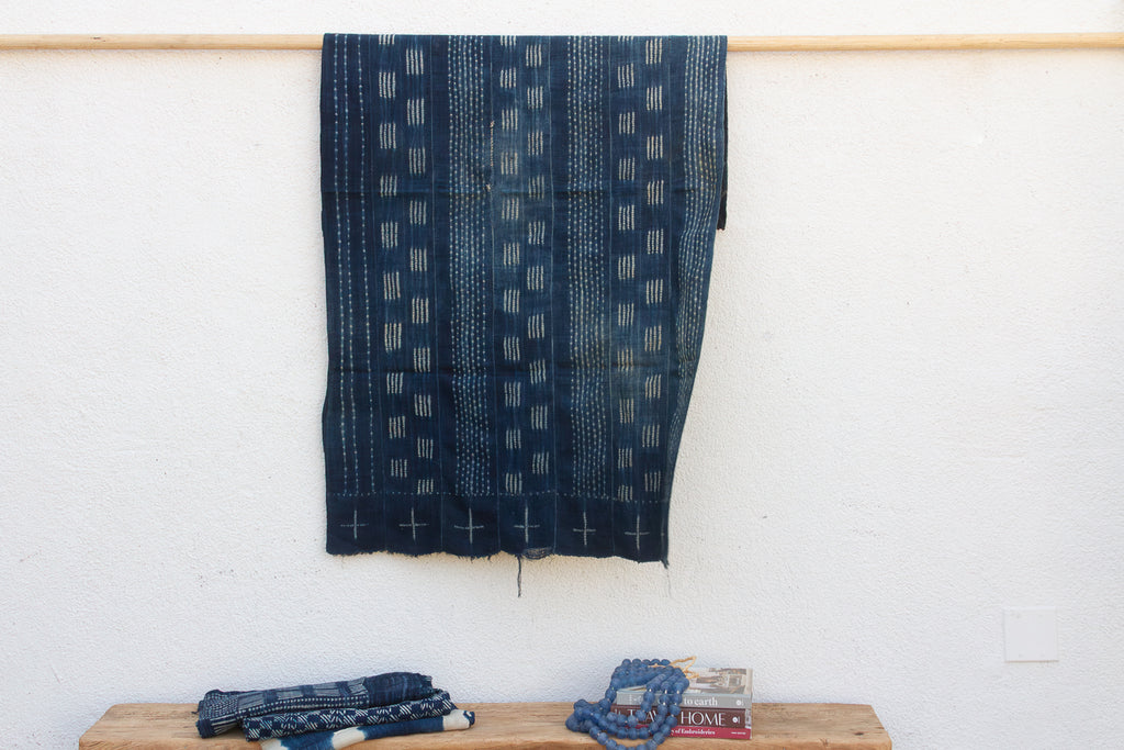 Stellar Cross Indigo Mud Cloth Throw