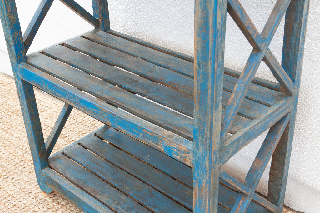 Coastal Cottage Painted Blue Open Bookcase