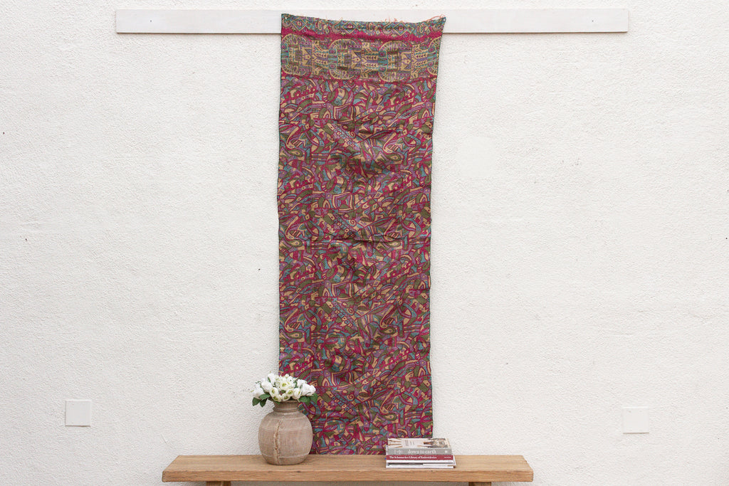 Heirloom Abstract Silk Kantha Reversible Throw