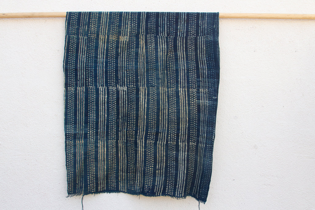 Linear Rhythms Indigo Mud Cloth Throw